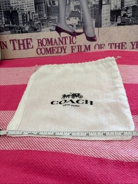 Coach White Drawstring Dust Bag with Black Logo